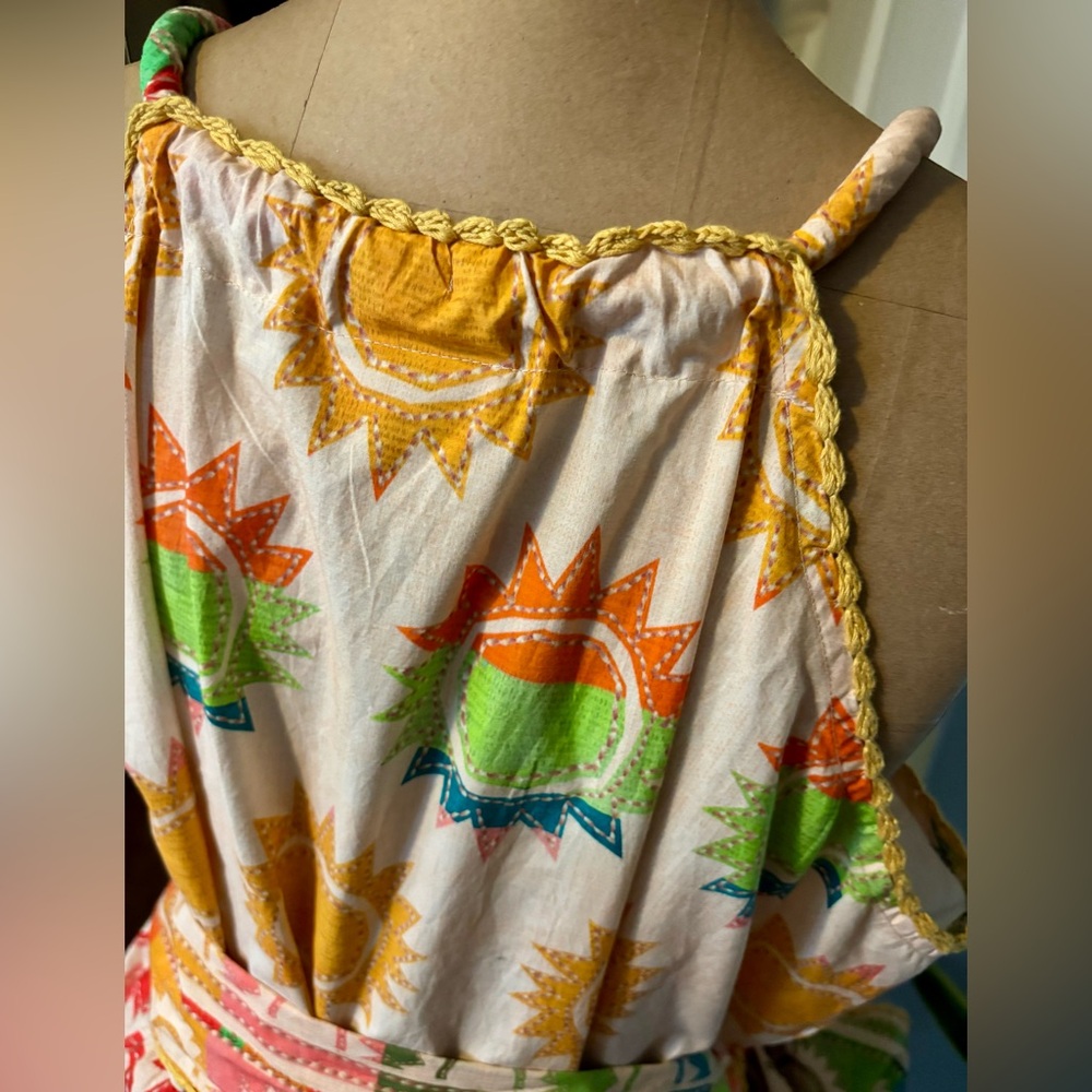 Farm Rio Rainbow Sunset Halter Neck Maxi Dress Tropical Hawaii Vibrant Print XL - Picture 9 of 16